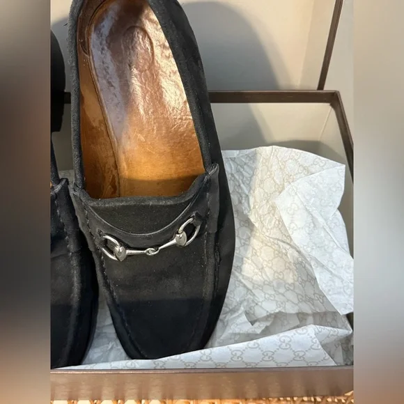 Gucci Mens Black Suede Silver Bit Lug Sole 8.5 D Loafer With Gucci Box - Picture 12 of 15